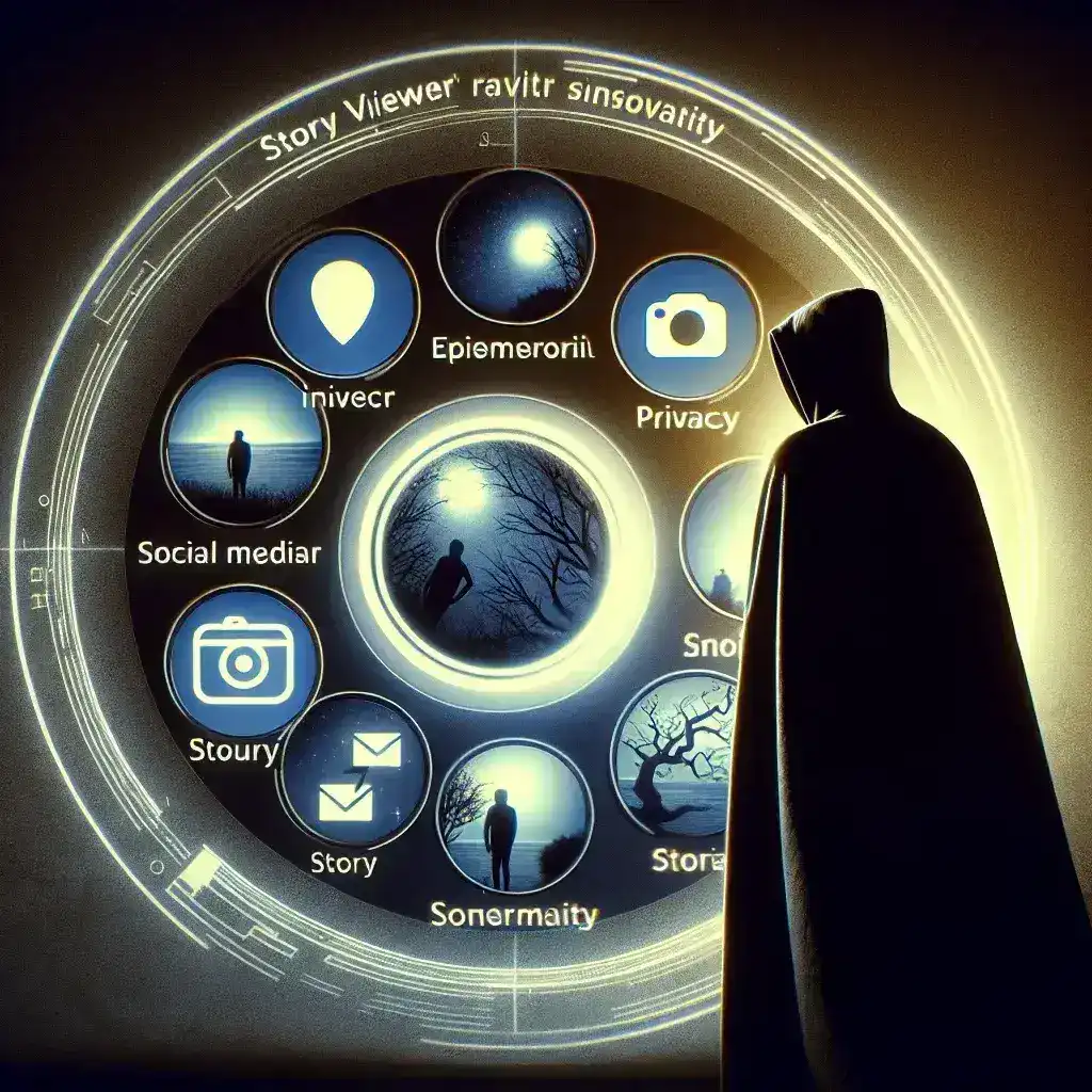 "Visualizador de Stories do Instagram: interface do aplicativo que permite visualizar Stories anonimamente, com imagens de usuários e ícones de interação"